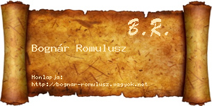 Bognár Romulusz névjegykártya